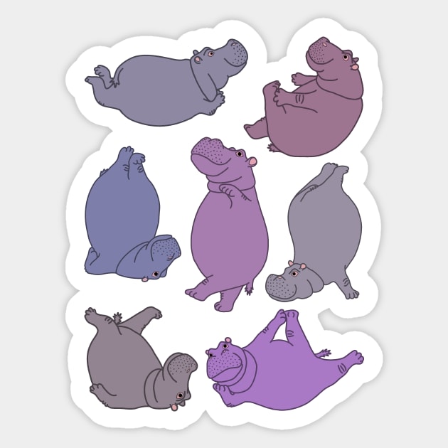 Hippo Workout - purple and grey Sticker by Hippopottermiss